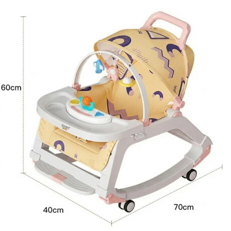 Silla 5 en 1 Bebé Mecedora Ruedas Comedor Sonido Interactivo Rosa