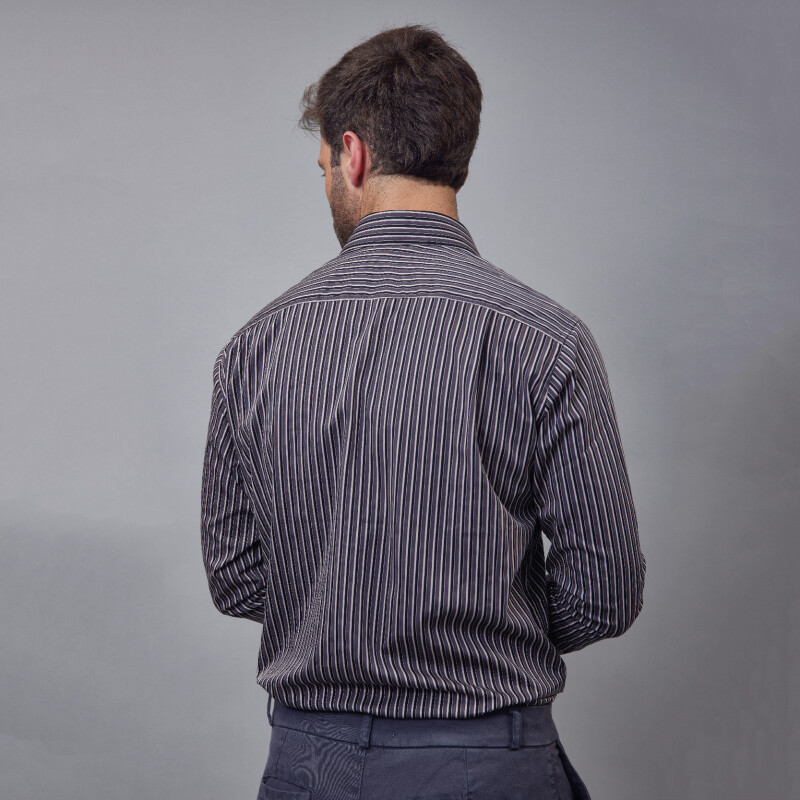Camisa Luxury gris con rayas negras