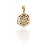 Dije Medalla Ángel de la guarda Hexagonal-Plata y oro- Sin piedra- CP5020 Sinpiedra