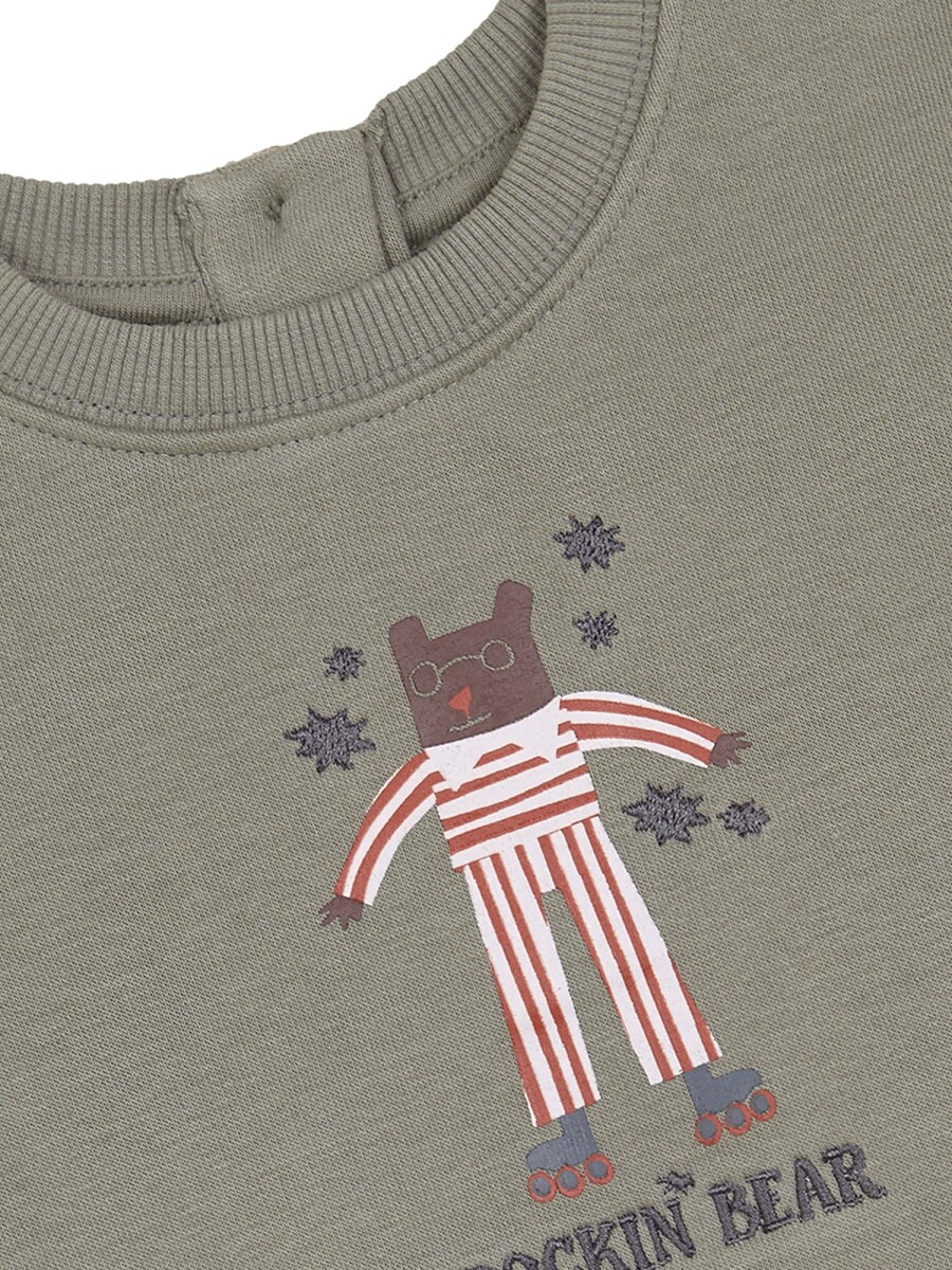 Sudadera Con Print O Verde Suave