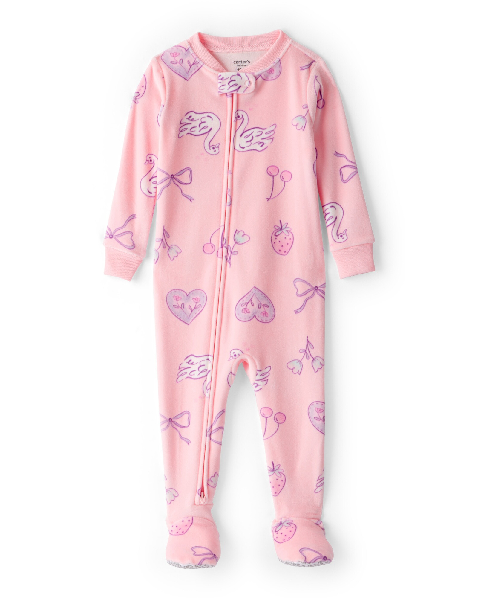 Pijama una pieza de DreamPlush, con pie, rosado, diseño cisnes Sin color