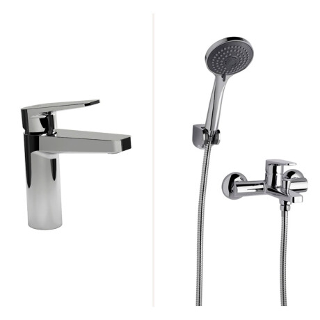 JUEGO DE GRIFERIA MONOCOMANDO CROMO BRILLO BAÑO LINEA ZOE CROMO