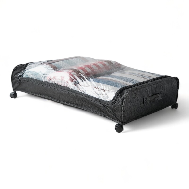 Cajon Organizacion Para Bajo La Cama C Ruedas 80cmx44cmx13cm Negro