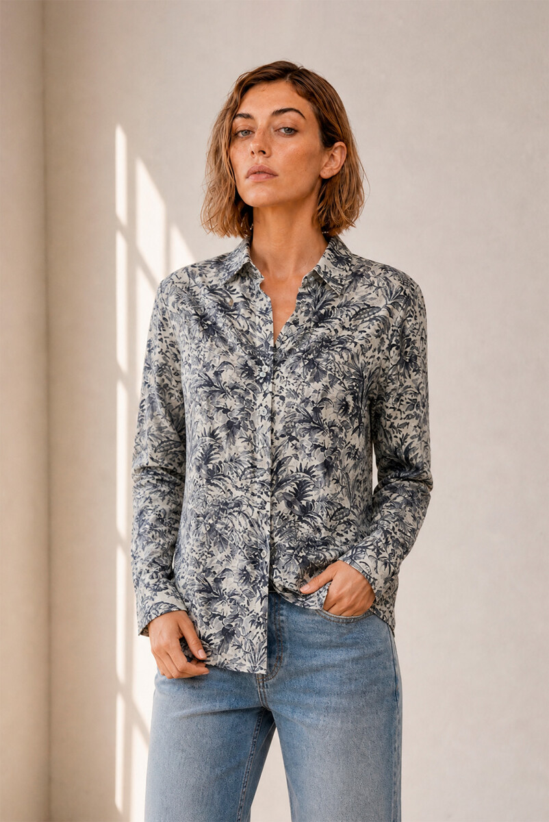 CAMISA JULIETA HOJAS - NEGRO 