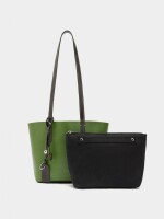 Bolso Shopper Reversible Con Bolsa Extraíble M verde