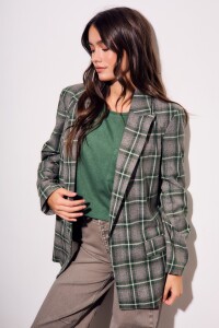 Blazer A Cuadros Oliva