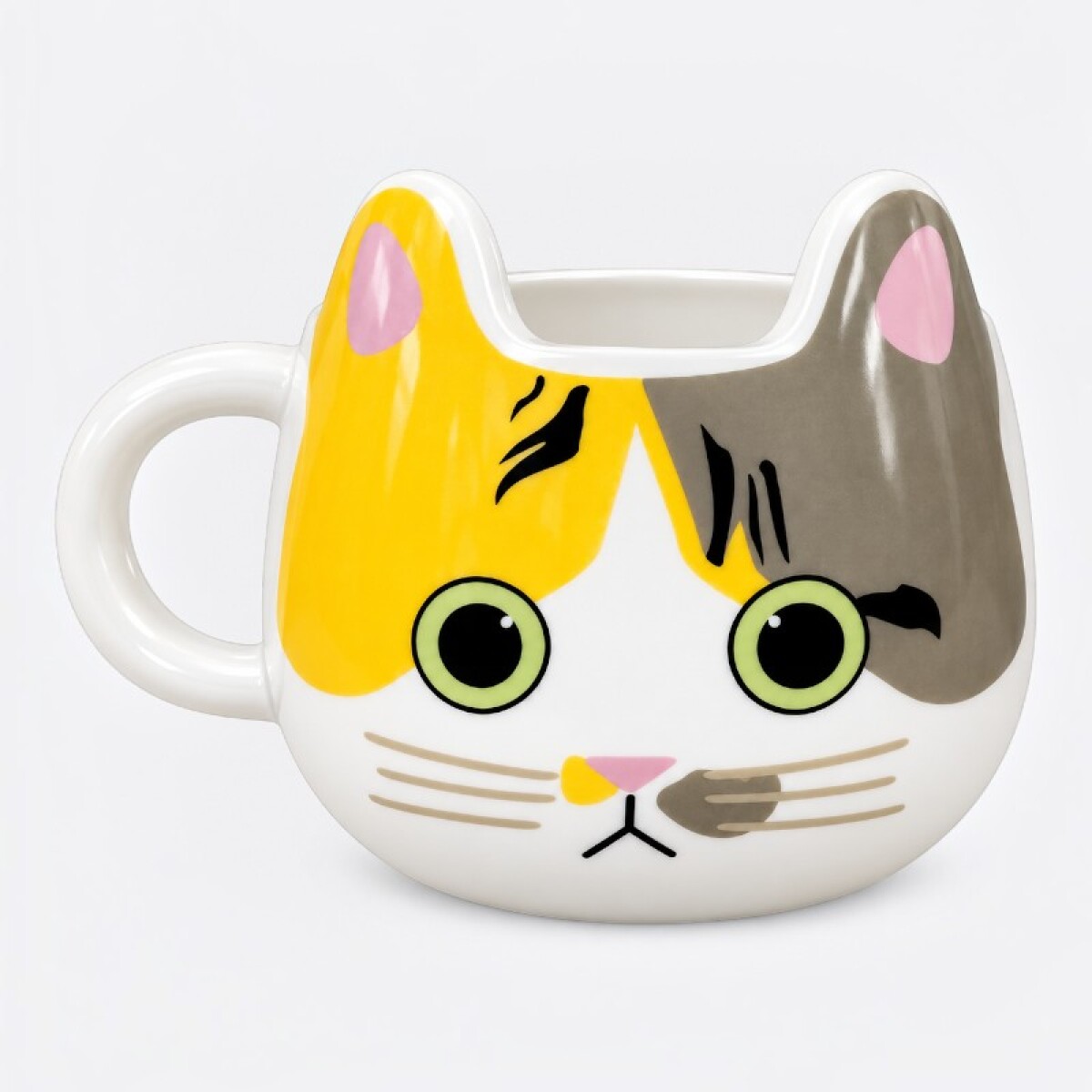 Taza De Gatito - Amarillo Y Marrón Claro 