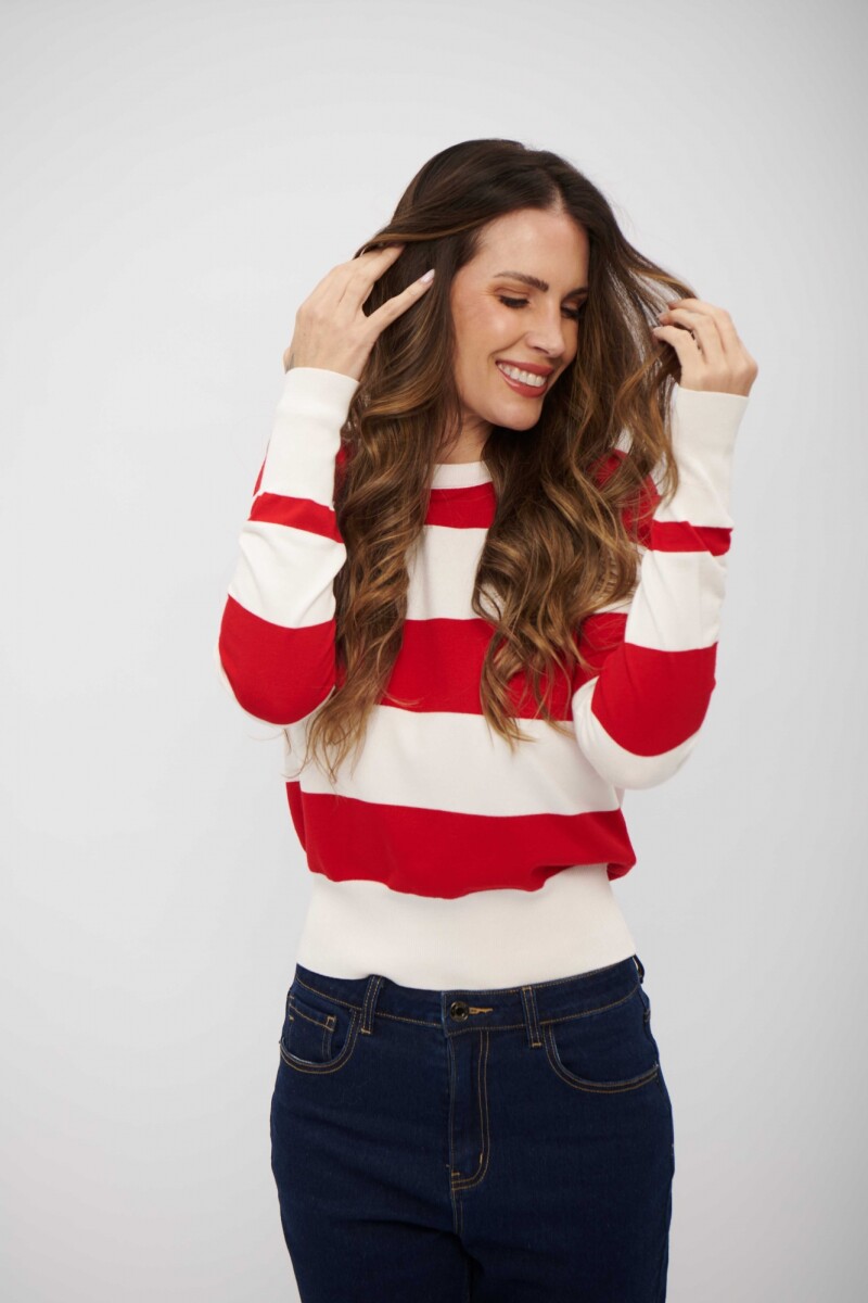 BUZO LORENZA CRUDO Y ROJO CEREZA