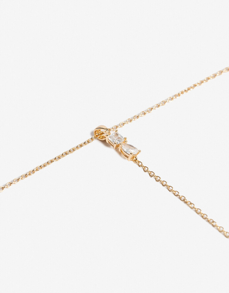 Collares Largos Strass Collar Largo En Y Con Cubic - Dorado