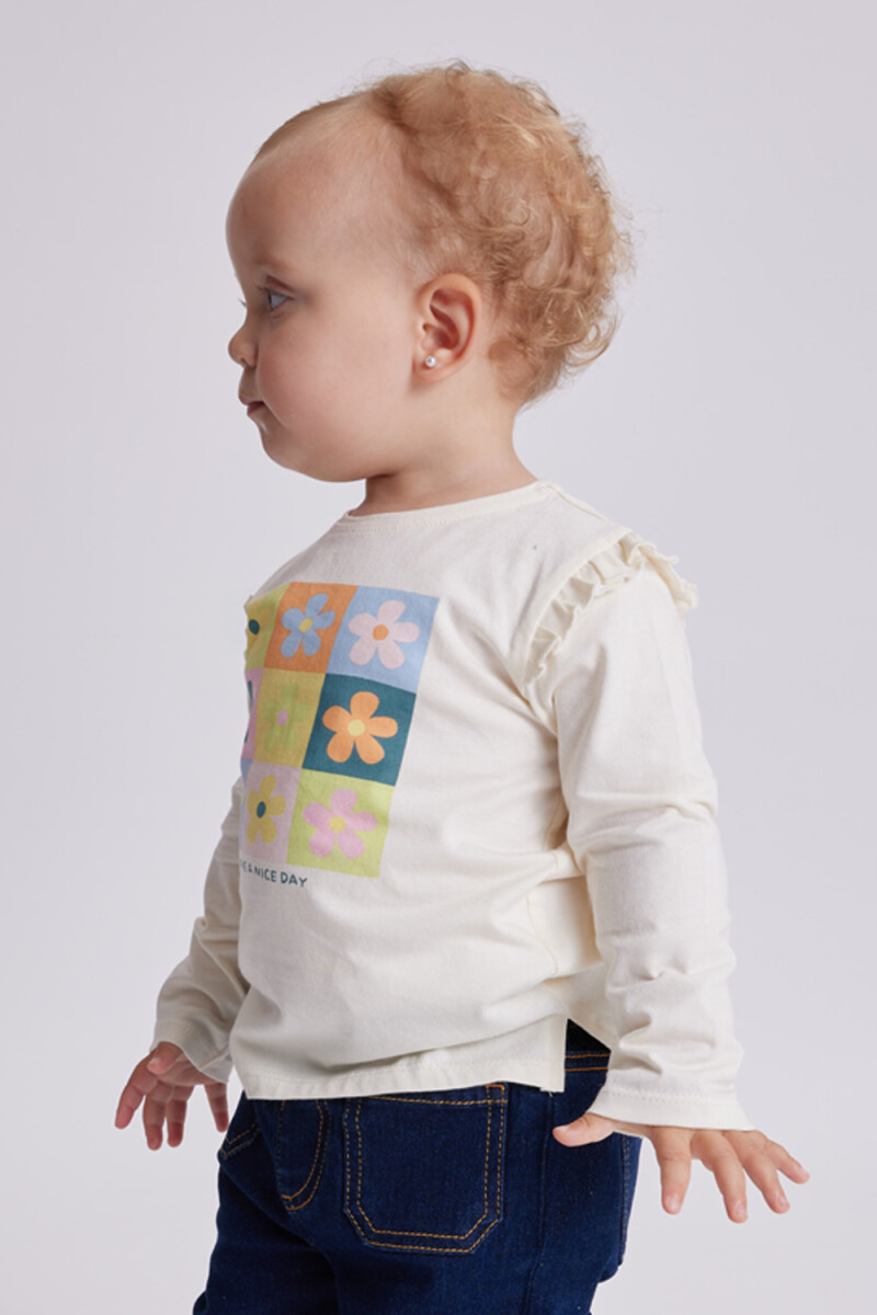 Remera manga larga Flores Crudo
