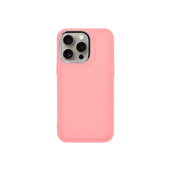 Protector iPhone 15 Pro con relieve color fucsia pastel Protector Iphone 15 Pro Con Relieve Color Fucsia Pastel