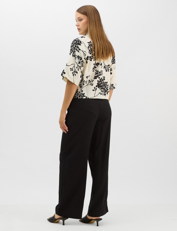 Camisa Estampada Con Motivos Botánicos NEGRO/CRUDO