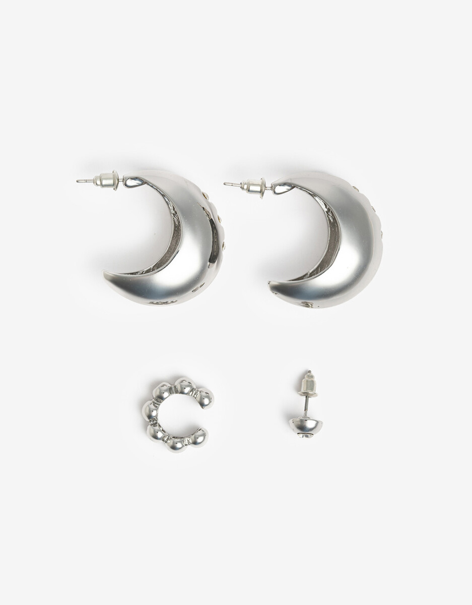 Aros Argolla Set Metal Y Strass 