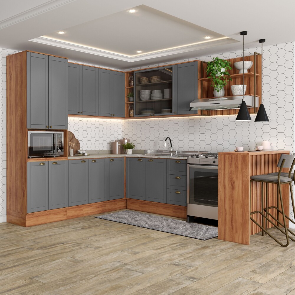 Armario Cocina Americana 1 Horno Gris Armario Cocina Americana 1 Horno Gris