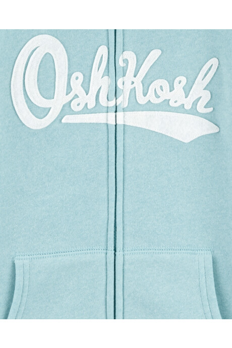 Campera de algodón, con capucha y logo, celeste. Talles 6-14 Sin color