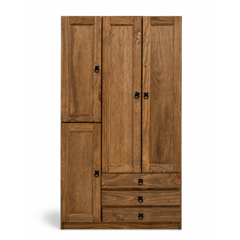 Ropero Madera Maciza 4 Puertas 3 Cajones Natural Ropero Madera Maciza 4 Puertas 3 Cajones Natural