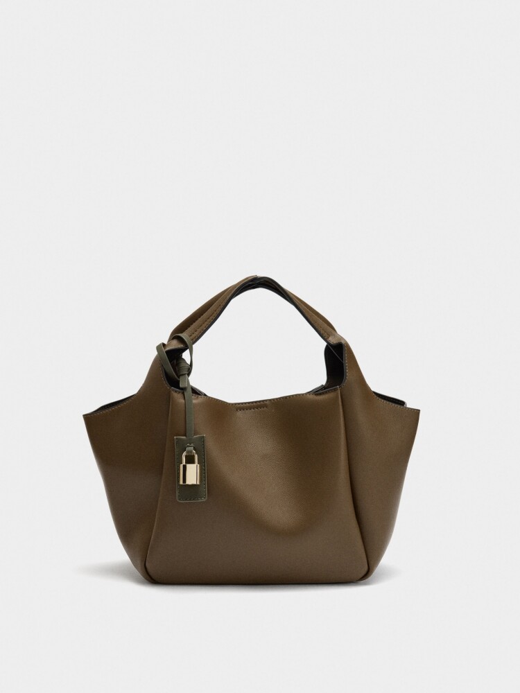 Bolso Tote Con Penduro camel