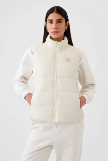 Chaleco Logo Gap Mujer Ivory Frost