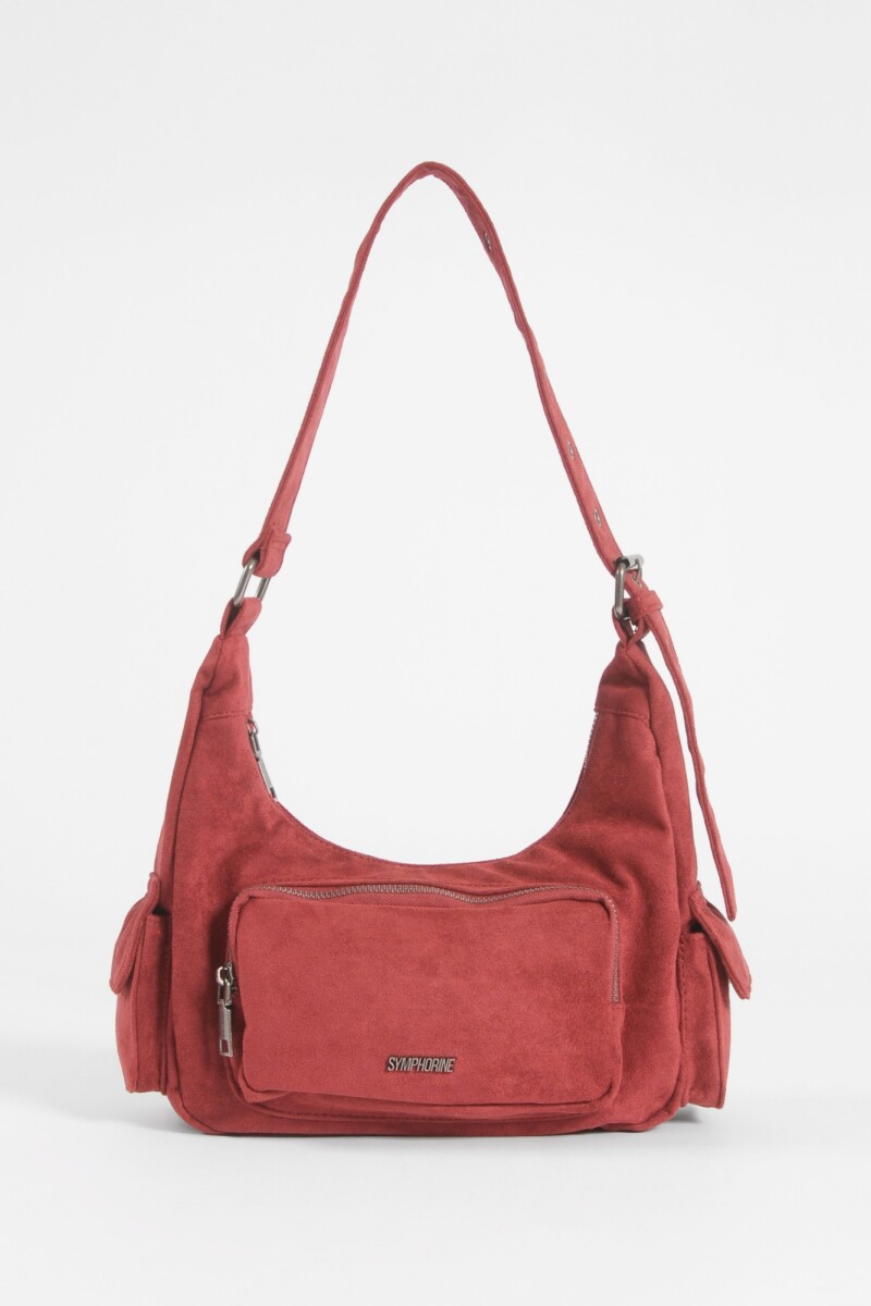 Cartera de hombro suede bolsillos rojo