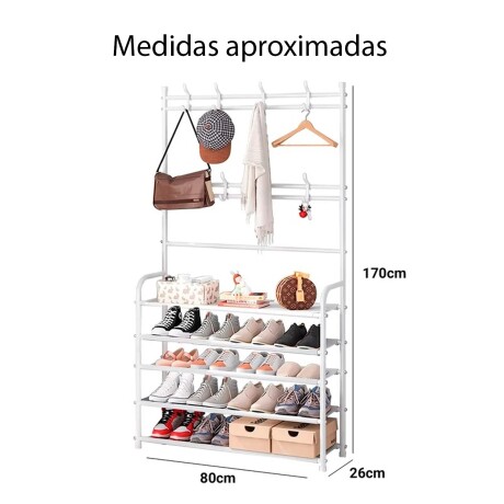 Organizador Perchero Zapatera Acero Estilo en Uno 5 Niveles Blanco
