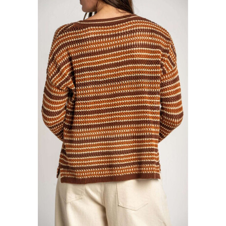 Sweater Rayado Texturado Ocre