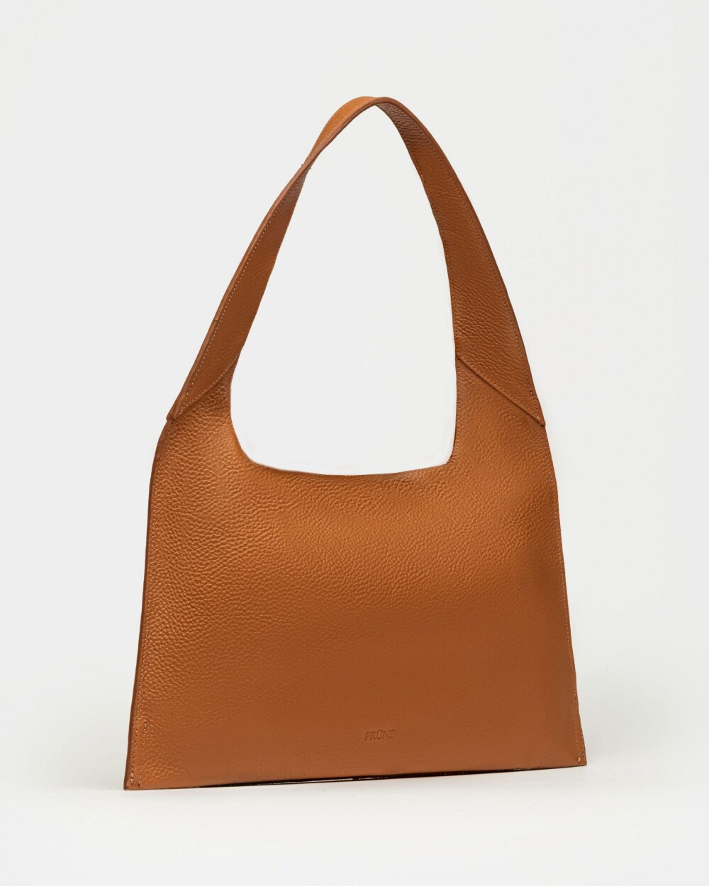 Cartera al hombro Minimal en Cuero Graneado Marron