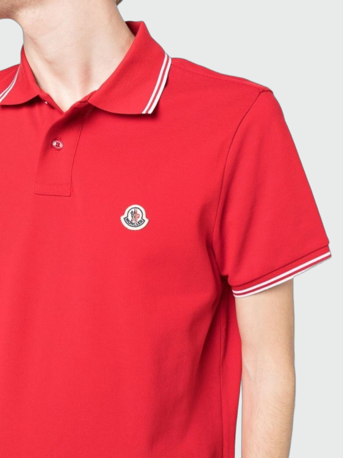 Moncler - Remera polo confeccionada en piqué de algodón Rojo