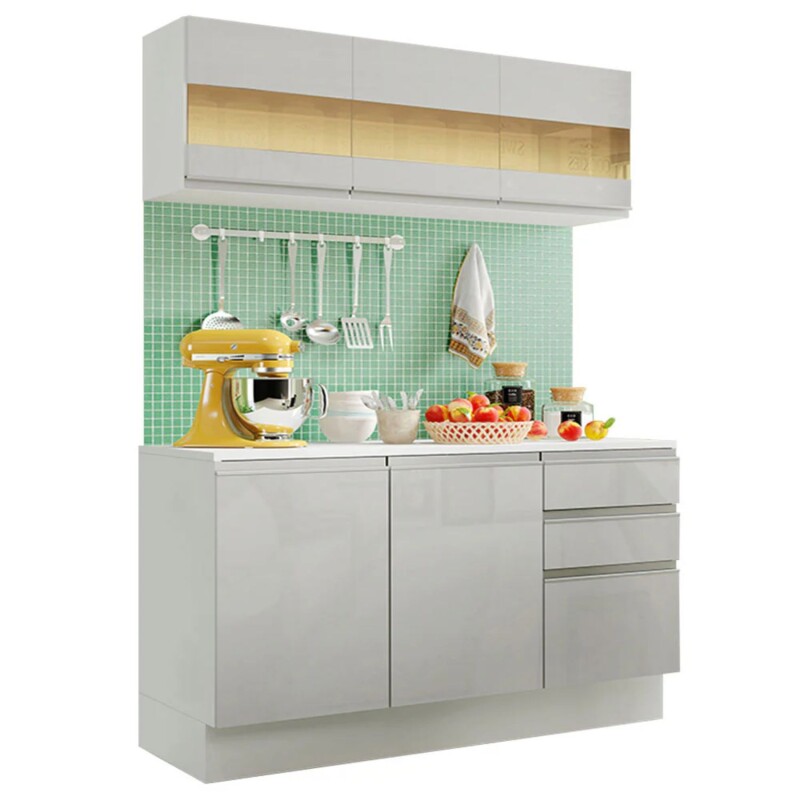 Mueble de cocina y encimera compacta Lumax MDF 120cm blanco Mueble de cocina y encimera compacta Lumax MDF 120cm blanco