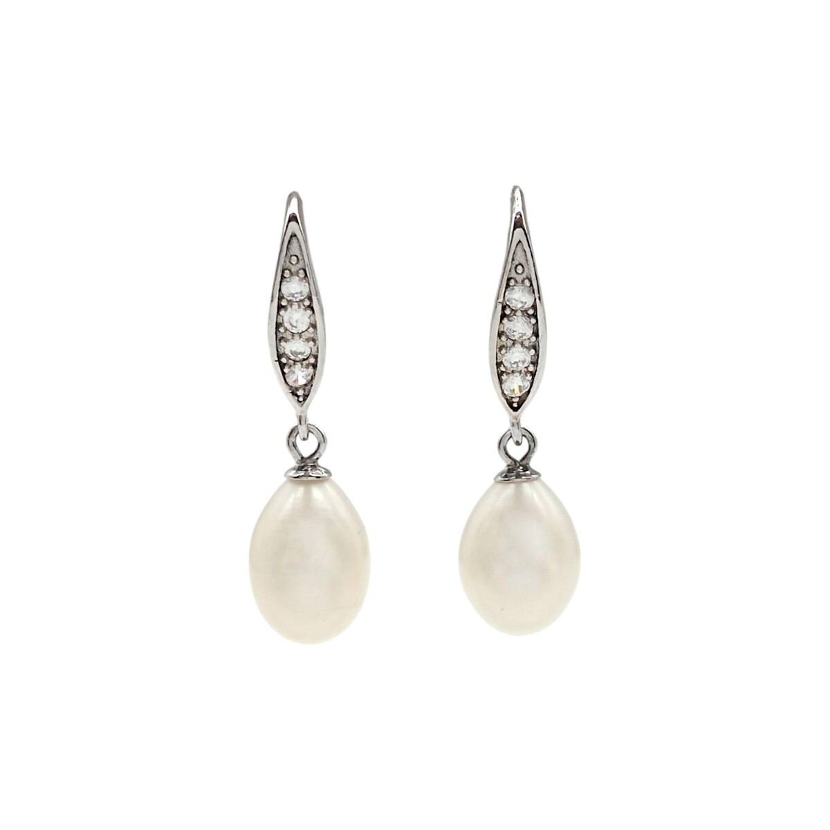 Caravanas Colgantes Perlas-Plata 925-Con Perla y Zirconia-CA3204 - conperla 