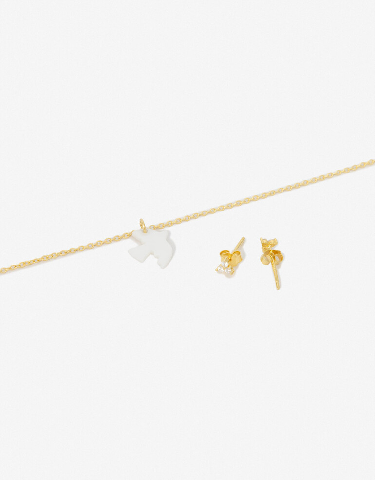 Bijouterie Set Exclusive Edition Set Aros Pasantes Y Cadena Plata 925 - Dorado