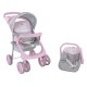 Coche de bebé para muñecas Bebesit 2 piezas Rosa