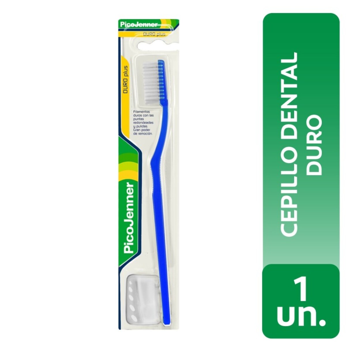 Cepillo Dental Pico Jenner Duro Plus 1 Unidad con protector. 