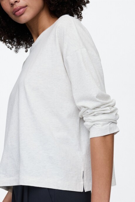 Remera Manga Larga Mujer Light Heather Grey
