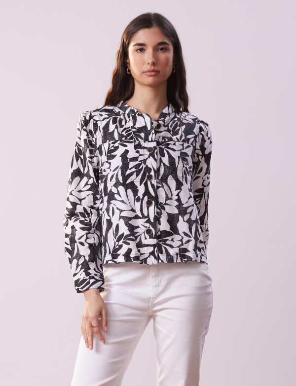 Chaqueta Lino Print NEGRO/BLANCO