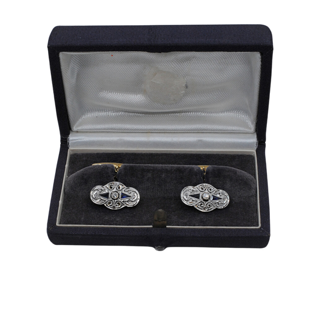 Gemelos en oro 18k brillantes , zafiros y diamantes Gemelos en oro 18k brillantes , zafiros y diamantes