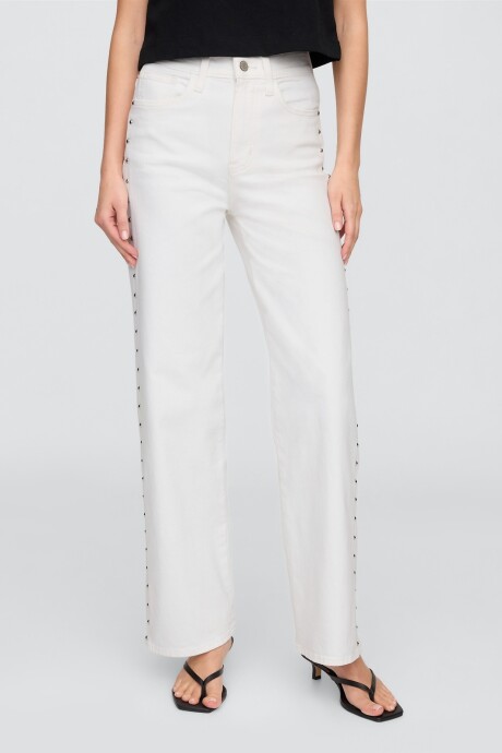Jean Wide Leg Con Tachas Mujer Bright White