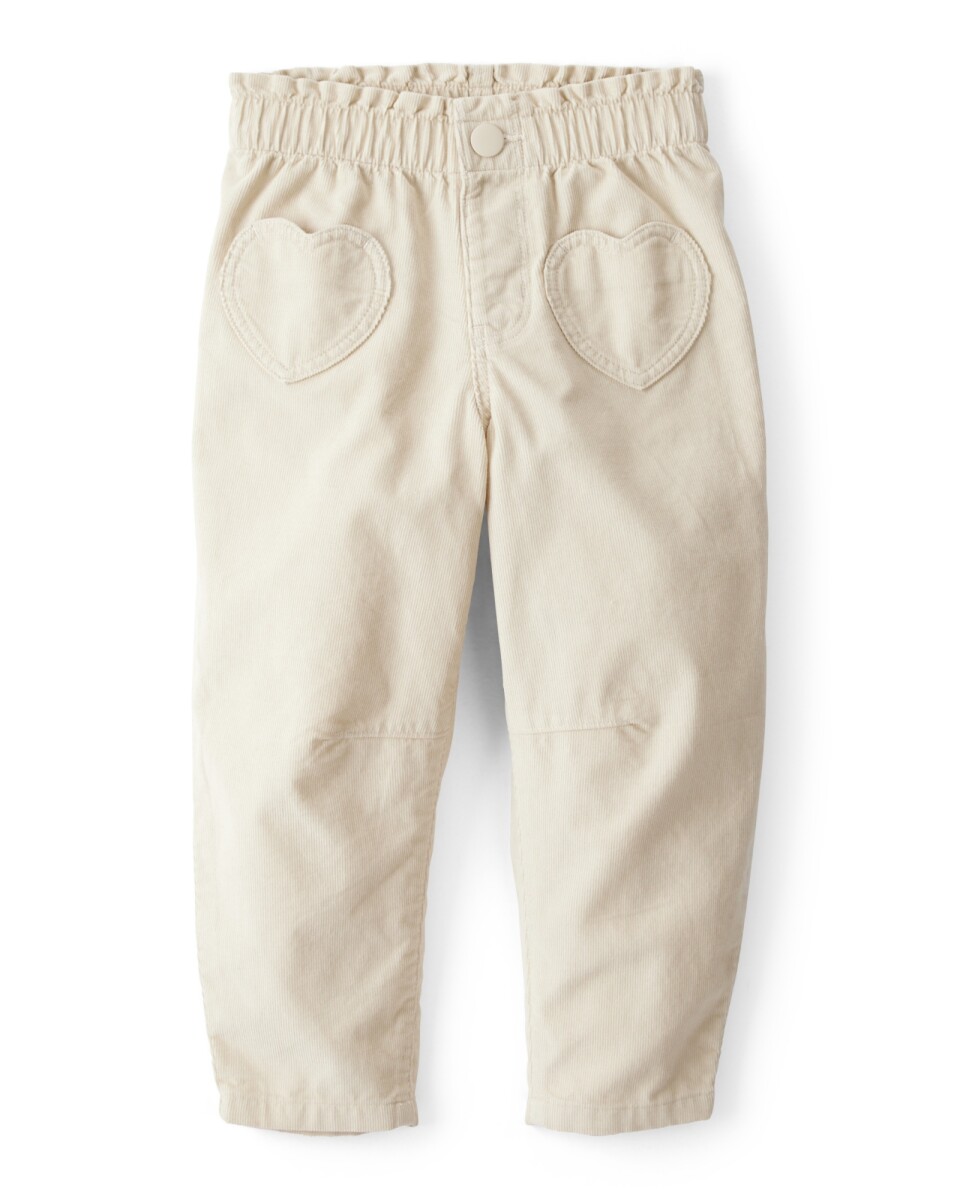 Pantalón de pana, beige, bolsillos corazón 