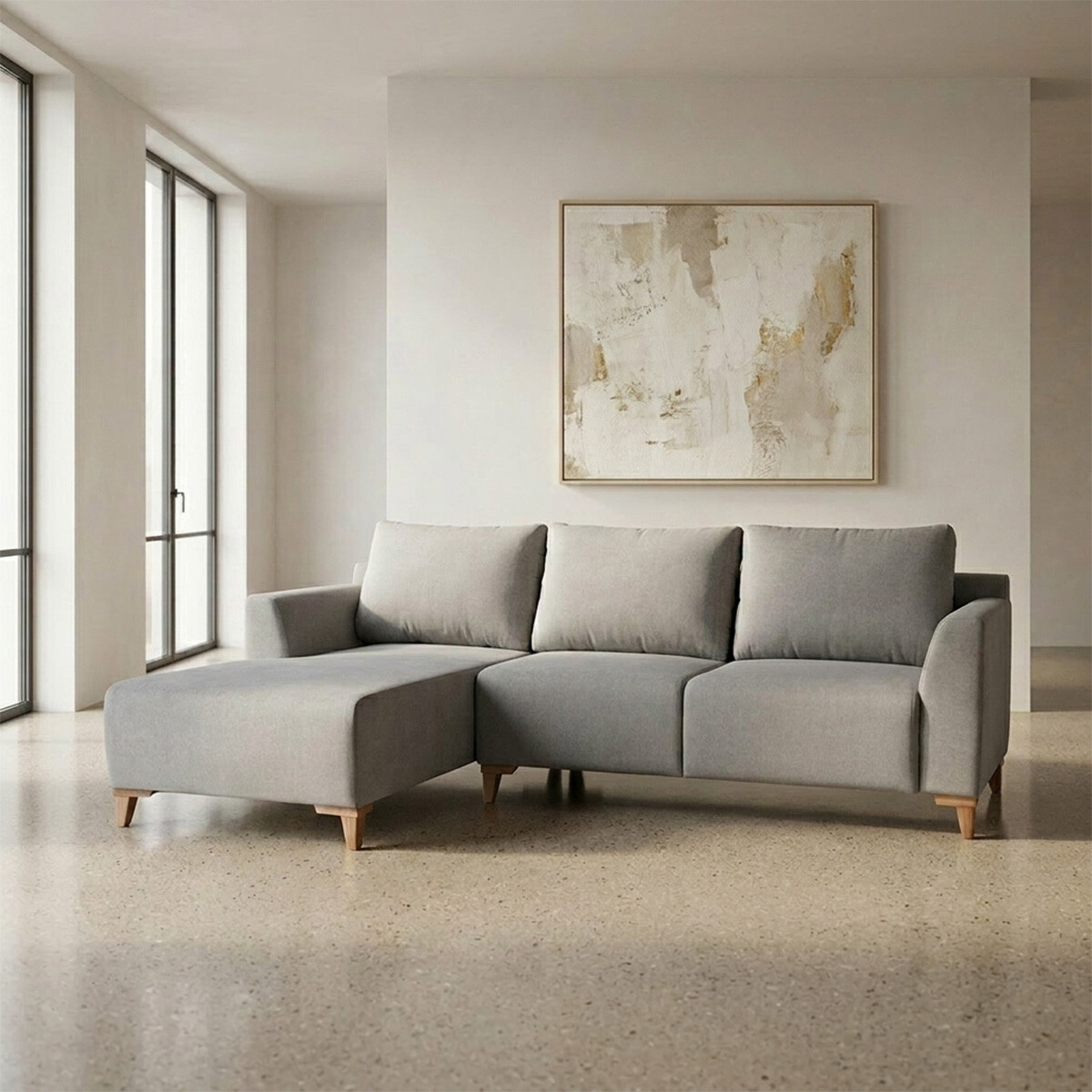 Rinconera Gino - Tela Microfibra - Chaise izquierdo - TC1009 (Plata) 