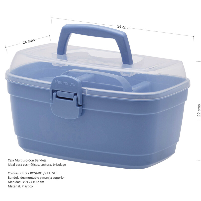 Caja organizadora con bandeja M AZUL CLARO