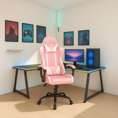 Silla Gamer Lumax Modelo ROM Rosa