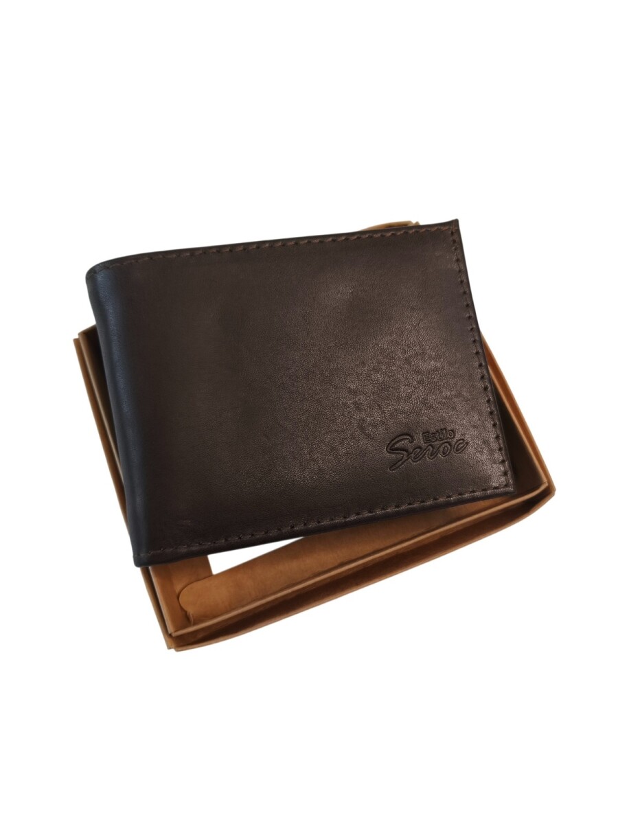 Billetera de cuero con visor - Marrón 