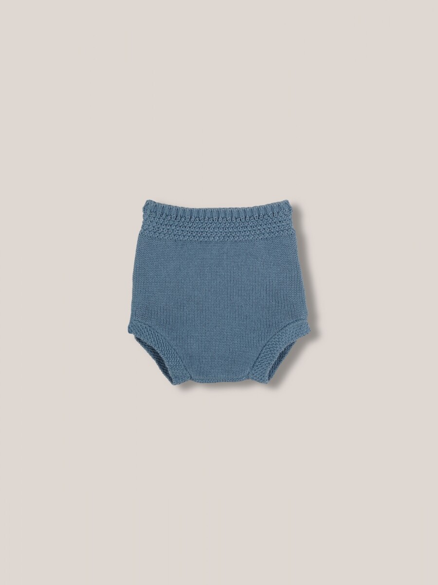 Pantalon Corto De Punto Azul Claro