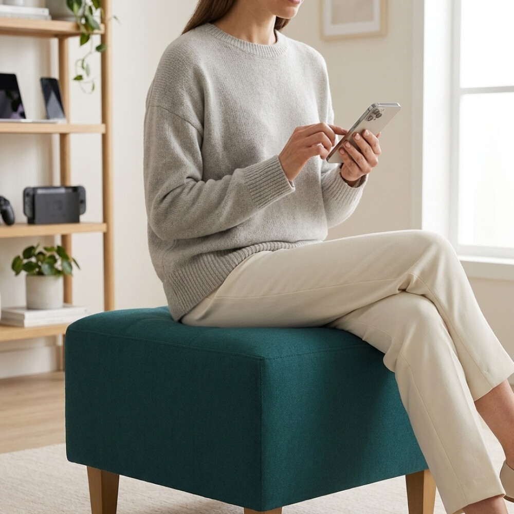 Juego De Living Sillón con puff Azul
