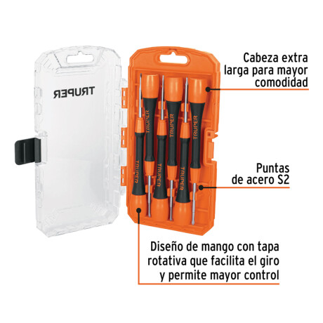 JUEGO 6 DESTORNILLADORES JOYERO ERGONOMICOS TRUPER JOY-6 N/a