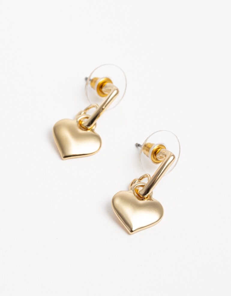 Aros Argollas Metal Aros Argolla Corazón Metal - Dorado