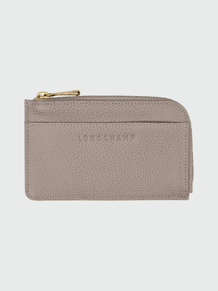 Longchamp - Tarjetero de cuero, Le Foulonné - Gris 