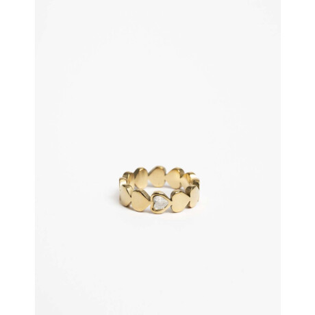 Anillo Acero Corazón Dorado