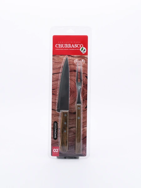 SET ASADOR CUCHILLA Y TENEDOR PARILLA MARRON