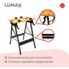 Banco de trabajo portátil plegable de madera y metal Negro