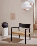 Butaca Yalia de madera maciza roble FSC 100% acabado negro y asiento de cuerda de papel